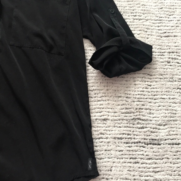 Armani Exchange black 3/4 sleeve top - Picture 3 of 3